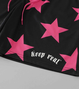 <b>Men's</b> Custom Letter Print Star Design Breathable Casual <b>Shorts</b> Polyester/Cotton Drawstring Mid Waist Pockets ODM High Quality - Product Image 5