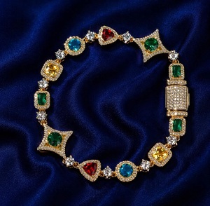 <b>Men</b> Multi colour 925 Silver Link Chain Tennis Bracelet Luxury Hip Hop Jewelry Engagement Gift Silver Wedding For Woman bracelet - Product Image 2