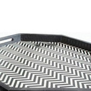 Bandeja Móvil Decorativa de Hueso Incrustado Moderna de Primera Calidad, Hecha a Mano, para Mesa de Comedor, por Tradebyd - Product Image 3