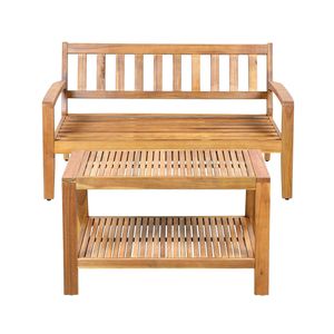 Set da Giardino 2 Pezzi in Legno Teak Acacia per Esterni: Divanetto e Tavolino con Cuscini Beige Resistenti all'Acqua, Capacità 350 libbre - Product Image 6