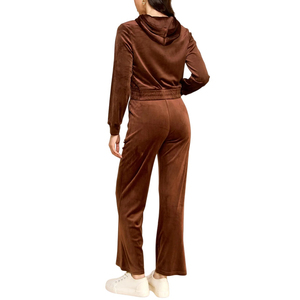 Conjunto Deportivo de 2 Piezas para Mujer, Sudadera con Capucha y Pantalones Jogger, de Terciopelo de Algodón Ecológico, con Pedrería y Patrón Bordado Personalizado - Product Image 6