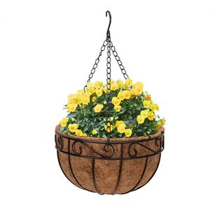 Set di 12 Cesti Sospesi Rotondi in Ferro Battuto Verniciato Nero da 25 cm, Accessori Premium per Decorazioni Esterne - Product Image 2