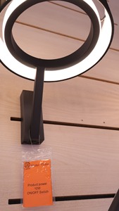 Modern Ring <b>Wall</b> Lamp LED <b>Sconce</b> with E26 Bulb Base Fabric Shade Warm White Light for Hotel Bedroom Corridor & Bathroom - Product Image 3
