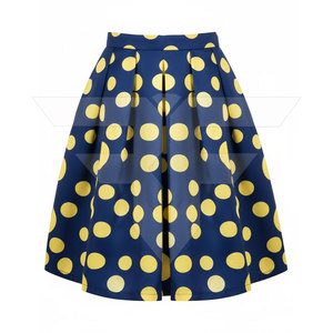 กระโปรงผ้าฝ้ายจีบเอวสูงแบบสั่งทำพิเศษ สไตล์เรโทร สีพื้น ความยาวปานกลาง ชุดเดรสแฟชั่น ชุดถักนิตติ้ง OEM ผ้าซาตินลำลอง กระโปรงผู้หญิง - Product Image 3