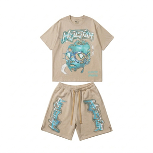 CLOVIX SPORTS Custom Graphic Mens Summer Set Heavy Cotton Loose Fit T <b>Shirt</b> and Shorts Set Streetwear Two Piece Clothing - Product Image 2
