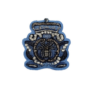 Luxury Handcrafted Embroidery Custom Badges Rhinestone Decoration <b>Sew</b>-On Shield Shape Vintage Style Safety <b>Pin</b> Fabric Solid - Product Image 2