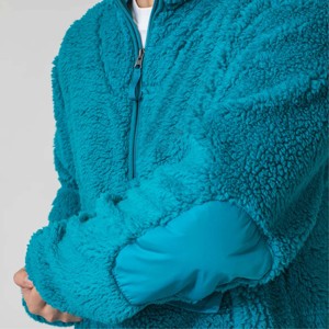 Unisex Teal Fleece <b>Zip</b>-<b>Up</b> <b>Jacket</b> Regular Fit Stand Collar Casual Winter Wear Pocket Design Solid Color - Product Image 5