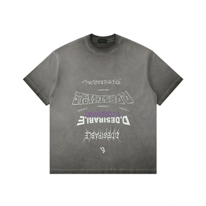เสื้อยืดคุณภาพสูง เนื้อผ้าหนา 100% คอตตอน สโตนวอช พิมพ์ลายโลโก้ตามสั่ง สไตล์วินเทจ สตรีทแวร์ เสื้อยืดผู้ชาย - Product Image 1