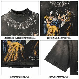เสื้อยืดผู้ชายพรีเมียมคุณภาพสูง ประดับด้วยคริสตัล ทรงโอเวอร์ไซส์ ไหล่ตก ผลิตจากผ้าฝ้าย 100% เป็นมิตรต่อสิ่งแวดล้อม - Product Image 4
