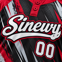Maillot de baseball personnalisé Sinewy en polyester sublimé, anti-humidité, à manches courtes, pour homme adulte, avec nom et numéro