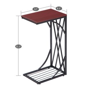 Tavolino Convertibile a Forma di C, Vassoio per Caffè, Tavolino Laterale con Contenitore per Arredamento Casa, Divano e Camera da Letto - Product Image 5