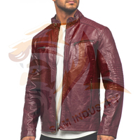Veste d'hiver en cuir pour homme de haute qualité, prix de gros, col montant, couleur unie
