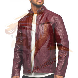 Veste d'hiver en cuir pour homme de haute qualité, prix de gros, col montant, couleur unie - Product Image 4