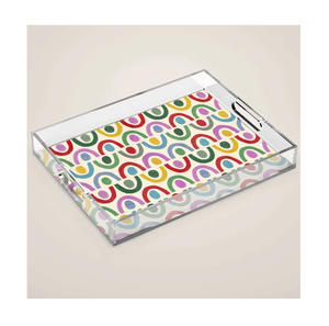 Elegant Floral Acrylic Printed Serving Storage Tray For Serving Beverages Snack Breakfast Modern Organizer Tray For <b>Coffee</b> <b>Table</b> - Product Image 2