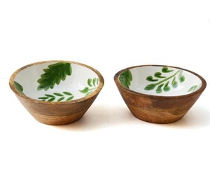Bol en bois fait main avec motif feuille d'olivier émaillé, design méditerranéen, pour servir des aliments, offrir en cadeau - Product Image 6