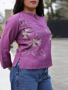 Elegantes Camisetas sin Mangas para Mujer, Tops de Mujer de Lujo, Exportador Mundial, Suministro de Encaje Tejido Indio, Ecológico y Transpirable - Product Image 2