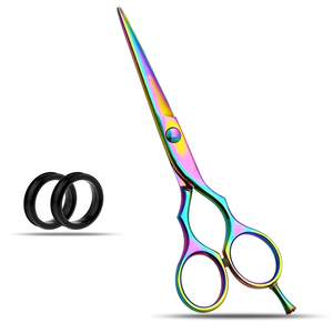Ciseaux de coiffure professionnels ergonomiques en acier inoxydable multicolores de 5,5 pouces pour femmes, hommes et barbiers – Outils de coupe de cheveux - Product Image 1