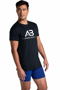 T-shirt décontracté à manches courtes 100 % coton pour homme de la marque AMY, coupe classique, broderie frontale, couleur unie, logo personnalisé, vente en gros - Product Image 2