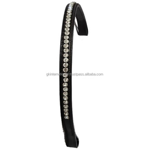 Banda de cejas de caballo de cuero Premium negro con forma de onda decorada con cristales transparentes blancos banda de cejas Bling de diamante de vidrio - Product Image 3