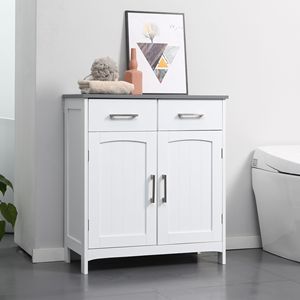 Armadio Europeo Bianco in PVC/MDF Autoportante per Biancheria con 2 Cassetti e Doppie Ante, Ripiano Regolabile - Product Image 2