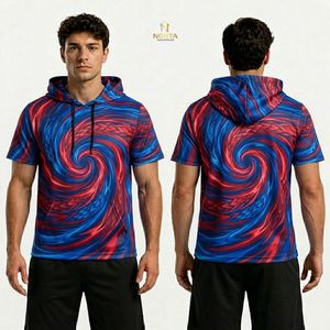 Neon Green Splatter Sublimation Polyester Hooded Half Sleeve Shirt Mens <b>Paint</b> Effect Breathable Quick Dry Athletic Shirts - Product Image 2