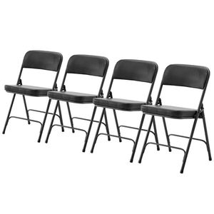 Set di 4 Sedie Pieghevoli in Metallo Nero con Seduta e Schienale Imbottiti per Casa, Ufficio, Eventi Interni ed Esterni, Feste, Matrimoni, Campeggio - Product Image 2