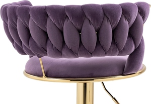 Jasmoder Modern Purple Velvet Swivel <b>Bar</b> <b>Stool</b> Gold Metal Base Footrest Luxury PU Leather Upholstered Contemporary Seat - Product Image 5