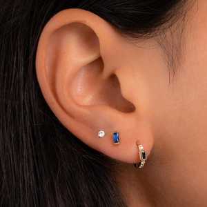 Sapphire <b>Stud</b> <b>Earrings</b> 925 Sterling Silver 14K Gold Plated Tiny Minimalist <b>Blue</b> Birthstone <b>Earrings</b> Gift For Her - Product Image 3