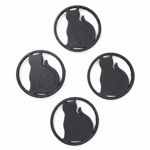 En gros, ensemble de dessous-de-plat en fonte motif chat, résistant à la chaleur, support décoratif noir pour casseroles chaudes et comptoirs de cuisine - Product Image 1