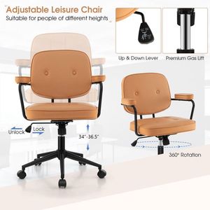 Sedia da Ufficio Ergonomica in Pelle PU con Schienale Reclinabile e Braccioli, Comodo Arredo per Ufficio - Product Image 5