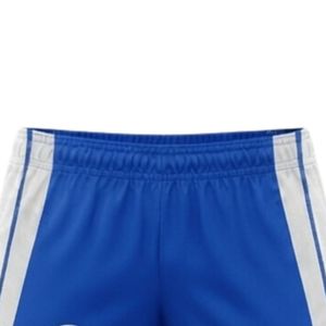 Shorts de netball unisexe bleu roi et blanc sublimés en polyester, coupe athlétique, vêtements de sport pour matchs d'équipe et entraînements - Product Image 3