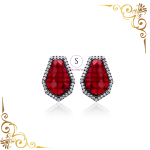 New Arrival 2024 <b>Fashion</b> <b>Accessories</b> <b>Crystal</b> Stud Earring Red <b>Crystal</b> Work Jewellery Earring for Wedding Gifts and Festival Wear - Product Image 4