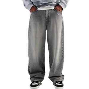 Jeans en denim uni foncé respirant et décontracté pour hommes, brodés, vente en gros directe du fabricant, pour l'été, l'automne et l'hiver - Product Image 1