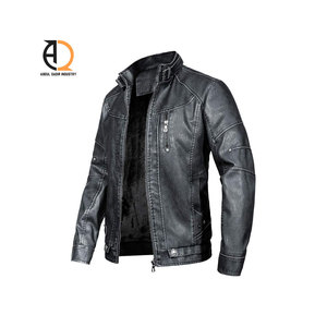 Veste en cuir PU recyclé de luxe pour homme, de haute qualité, avec fermeture éclair et poches, col montant, imperméable, style motard - Product Image 3