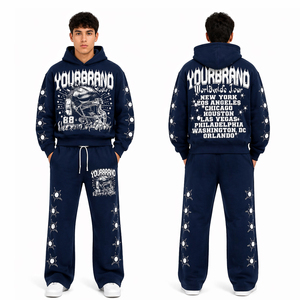 Ensemble de survêtement pour homme avec sweat-shirt à capuche imprimé et pantalon de jogging, style streetwear personnalisé, mode sportive américaine - Product Image 1
