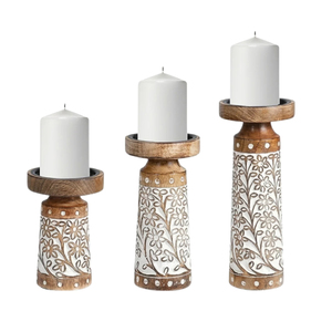 Juego de 4 Portavelas de Madera de Alturas Variadas, Estilo Rústico, para Restaurante, Hotel, Eventos - Product Image 5