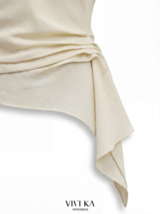 Haut féminin à épaules dénudées GINA Vietnam VIVI KA Printemps Tissé à franges Décontracté Spandex / Polyester Col bateau - Product Image 4