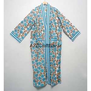 ชุดคลุมกิโมโนผ้าฝ้ายแท้ 100% สำหรับผู้หญิง ฟรีไซส์ มีแถบด้านหน้า ดีไซน์หรูหรา โรแมนติก ชุดนอน ชุดเดรส - Product Image 1