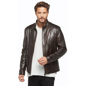 Blouson de motard en cuir PU effet peau de vache pour homme, motif multicolore, manteau d'hiver, fermeture éclair, col montant, respirant, séchage rapide, décontracté - Product Image 6