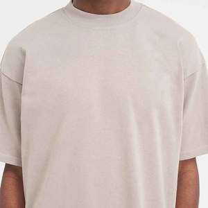 T-shirt en coton beige pour homme, coupe ample, col rond, manches courtes, style décontracté streetwear, basique - Product Image 4