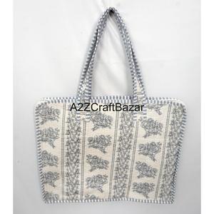 Handmade Hand Block Floral Quilted Laptop <b>Bag</b> with Zipper Laptop <b>Bag</b> For Office And School Use High Quality Daily Use Travel <b>bag</b> - Product Image 4