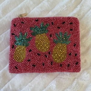 Monedero de mano bordado a mano con cuentas de semillas para mujer, multicolor, hecho a mano en India - Product Image 5