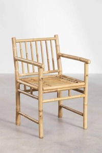 Fauteuil en bambou avec coussin, design rustique moderne, meubles en rotin pour intérieur et extérieur, chaise en bambou, chaise de salle à manger pour hôtel de villégiature - Product Image 2