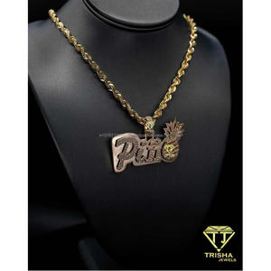 Personalized Pineapple <b>Name</b> Pendant VVS Moissanite 925 Silver Gold Plated <b>Necklace</b> <b>Custom</b> Hip Hop Jewelry Trisha Jewels GIA - Product Image 2