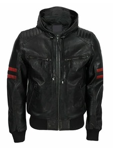 Mens Racing Hooded <b>Biker</b> <b>Jacket</b> - Product Image 1