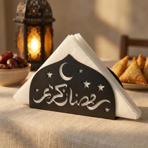 Anneau de serviette en métal, design semi-circulaire arabe islamique, croissant de lune, étoiles, décoration de table pour le Ramadan, accessoire de fête - Product Image 5