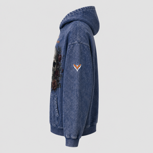Sudadera con Capucha Vintage Negra Lavada, 100% Algodón Grueso y Transpirable, Unisex, Estilo Urbano, con Parche de Corazón Roto - Product Image 4