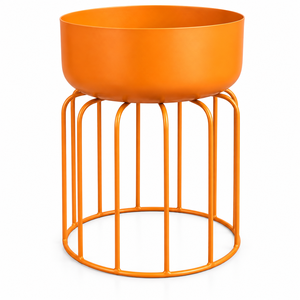 Soporte Moderno para Macetas de Metal Naranja con Diseño Decorativo de Jaula de Alambre para Plantas de Interior, Exhibición de Flores, Sala de Estar, Balcón, Jardín - Product Image 1