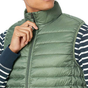 Men's Brown <b>Quilted</b> Vest Stand Collar Zipper Closure Windproof Casual Outerwear Plaid <b>Shirt</b> Layering Autumn Wear - Product Image 6