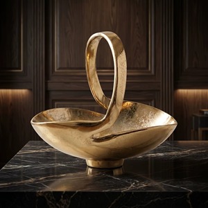Bol en métal fait main de la plus haute qualité avec anse en anneau, plat décoratif moderne pour la décoration de la maison - Product Image 6